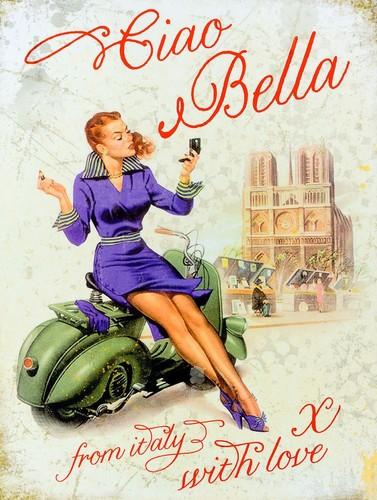 FROM ITALY WITH LOVE Retro Metal Tin Sign Poster Plaque Garage Wall Decor A