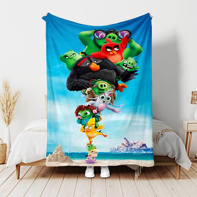 1pc Blanket angry Birds Print Design, Lightweight Blanket for Sofa, Bed- Soft &Warm, Gift for All Seasons like Christmas, Halloween