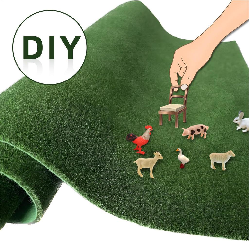 Mini-Zaun 35 Zoll Spielzeugzaun Holzhandwerk Panel Dekoration mit 4 Stück Kunstrasen für Kinder Indoor Outdoor Heimdeko Jungen