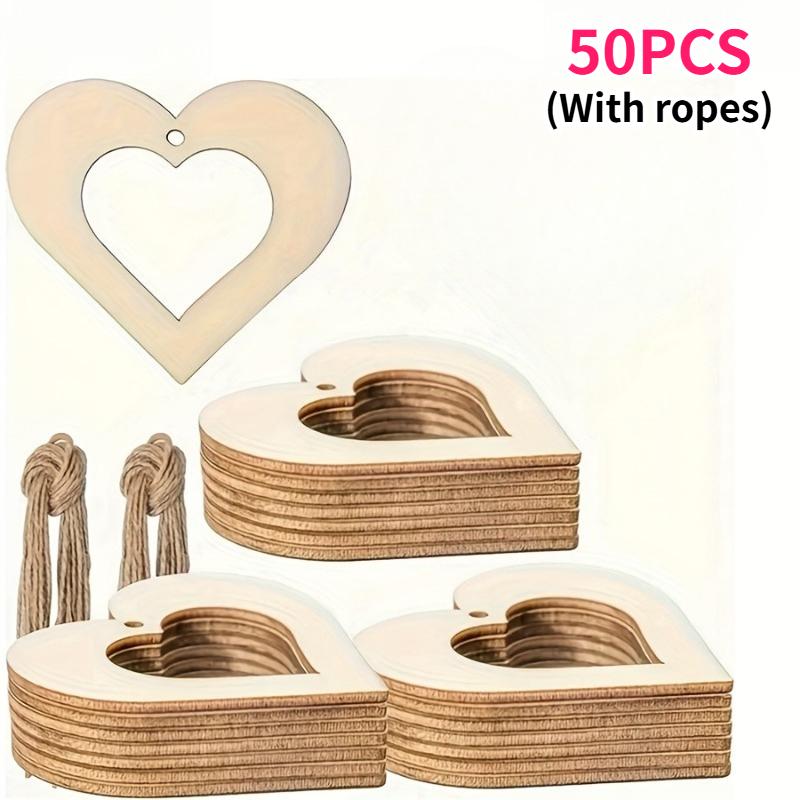 

50/80pcs Wood Hollow-Out Heart DIY Painting Blanks Wood Craft for Valentine s Wedding Birthday Party Decoration Hanging Ornament