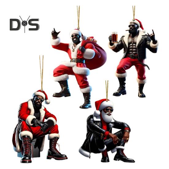 

4 шт. Санта-Клаус Рождественское украшение 2D Акриловый автомобильный аксессуар Рождественская елка подвесное украшение для праздничного декора 4pcs