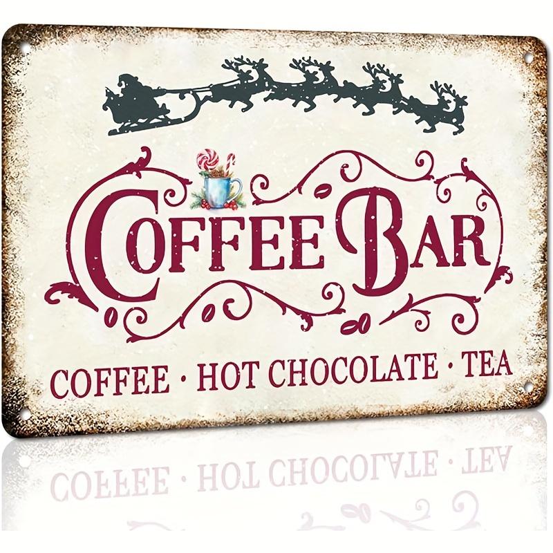 

Vintage Christmas Coffee Bar Sign Hot Chocolate and Tea Aluminum Metal Signs for Kitchen Cafe Pub Home Station Decor Perfect R aluminum 20x30cm