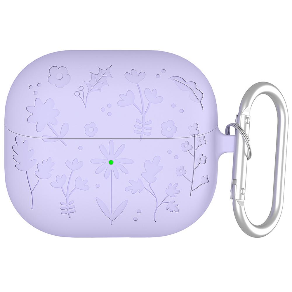 

For Samsung Galaxy Buds3 Pro/Buds3 Bluetooth-compatible Earphones Flower Pattern Liquid Silicone Case with Hanging Buckle A