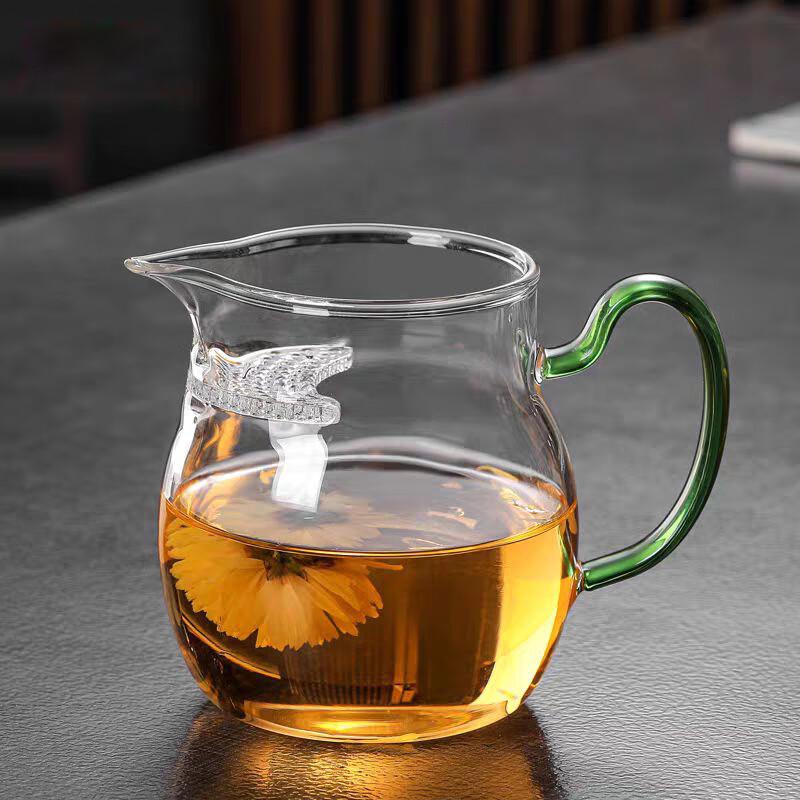 Shangqi High Borosilicate Glass Tea Infuser Cup with Green Handle