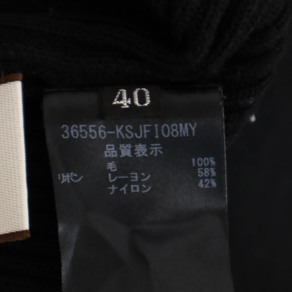 FOXEY Wool Long Sleeve Rib Knit Zip Hoodie 40 Black Women Used