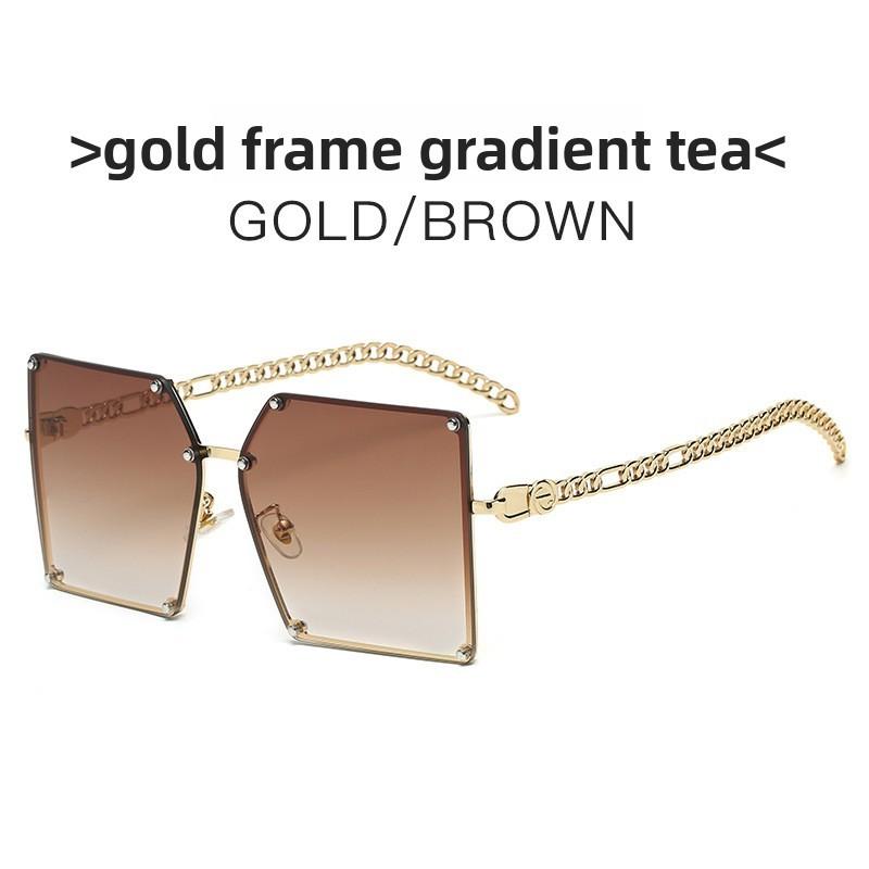 Summer Fashion Square Frame Sunglasses Chain With Uv400 Protection For Casual Wear