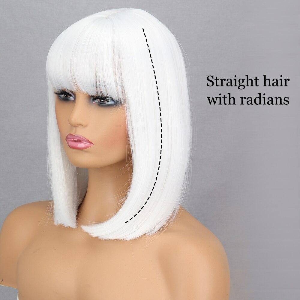 XINRAN Dámská móda Délka po ramena Čistě bílá paruka s Radians Syntetické vlákno Krátká rovná Bobová paruka s ofinou Cosplay