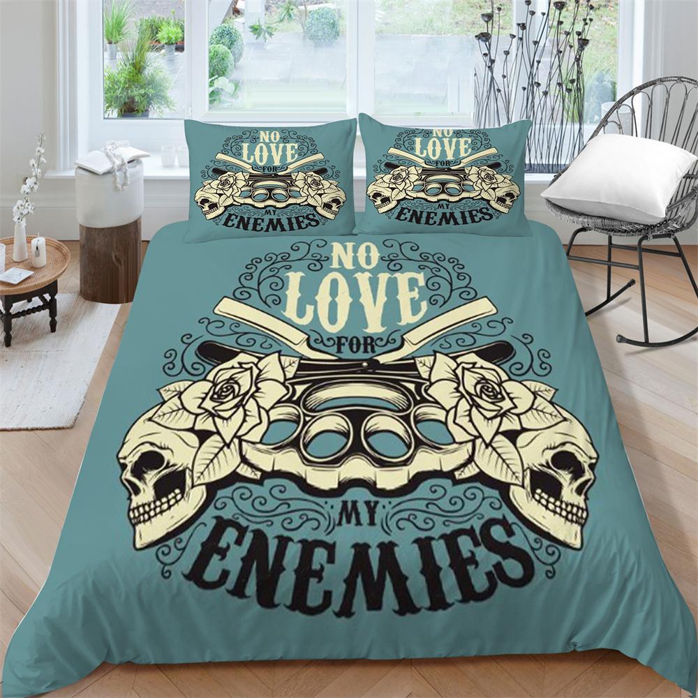 Schädel-Bettwäsche-Set, Tröster, Bettbezug, weiches Bett, Anzug, Zuhause, Schlafzimmer, Kleidung, Textilien, dreiteiliger Polyester-Bettbezug