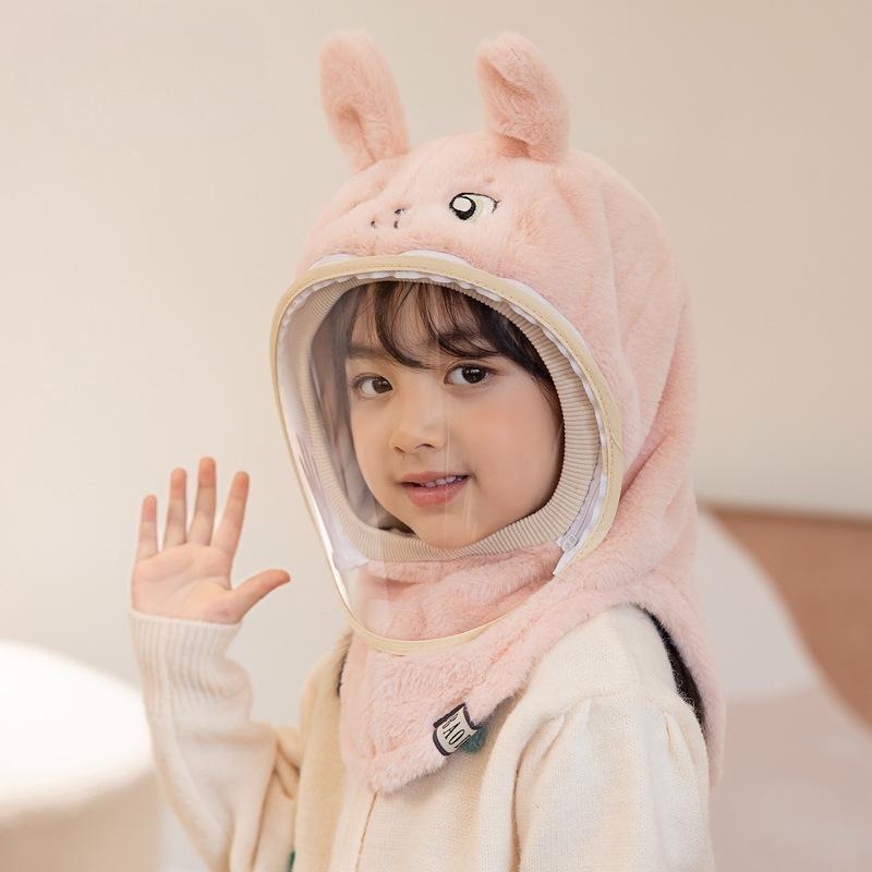 Wintermützen für Damen und Herren mit Masken, winddichte Mützen, Ohrenschützer, Pullover, warme Babyschals, integrierte Mützen