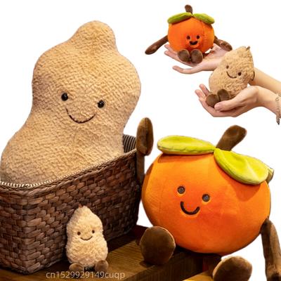 Boneca de Pelúcia Kawaii de Desenho Animado de Legume Amendoim Caqui com Pernas Brinquedo de Pelúcia de Fruta Legume Decoração de Casa Presente para Meninos e Meninas