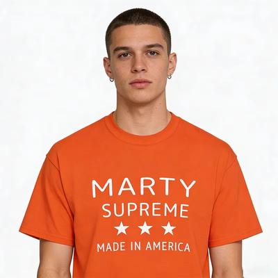 Marty Supreme Orange Cotton Tshirt Patriotic Tee Stars The Same Style Of Shirt Hiphop Short Sleeve Summer Tee Graphic T Shirt
