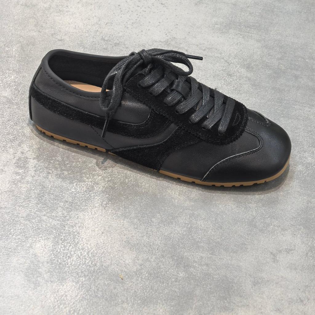 Washed Cowhide~ 2025 Summer Square Head Single Shoes Women's Soft Soles Light and Not Tired Feet German Training Shoes Flat Shoes Casual Shoes