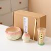 8pcs Cherry Blossom White Matcha Bowl with Matcha Whisk Set, Japanese Tea Set Includes Matcha Bowl with Spout