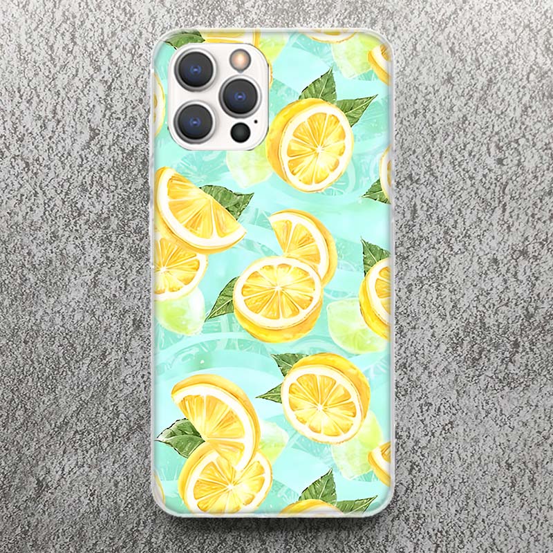 Summer Fruits Lemon Print Soft Case for iPhone 17 Air 16 16E 15 14 Plus 13 Mini 12 11 Pro Max Phone Shell SE 7 8 Pattern Cover F