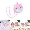 Trendy Big Eyed Unicorn Plush Crossbody Bag Stylish Round Shoulder Pouch