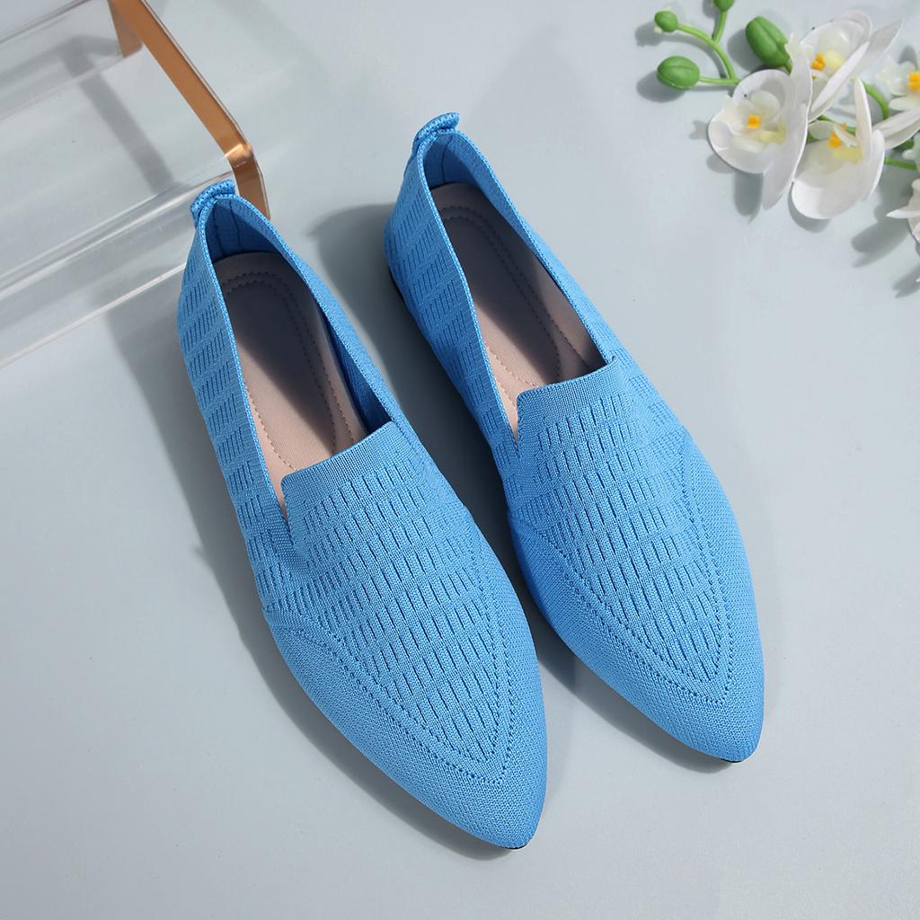 Women New Flat Shoes Women Breathable Casual Soft Bottom Knitted Sneakers Solid Color Vulcanized Shoes Casual Chaussure Femme