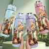 1PC Cowboy Hat Rose Valentine 750ml Color Plastic Sports Water Bottle Leakproof Flip Straw Lid Suitable for Sports Office Home Use