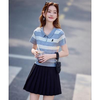 Damen Sommer Polo Stricktop