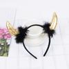 Devil Horn Decor Headband Plush Fabric Handmade Lightweight Elastic Design Hair Hoop Cosplay Parties Halloween Accessories