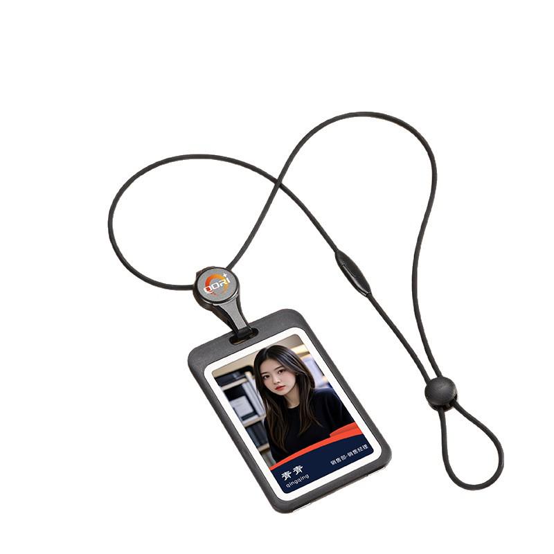 Double-Sided Transparent ID Card and Badge Holder with Round Silicone Lanyard