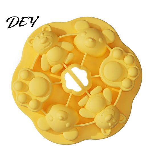 Kitchen Baking Supplies Silicone Baby Popsicle Mold, with 6 Grids, Cartoon Shape Pastry Easy to Clean Molds Tool, Flexible Non-stick Reusable