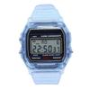 Digital Sports Watch LED Backlight Unisex Multifunctional Waterproofing Fashion Electronic Watch Transparent Blue