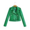 Autumn/Winter New Product Women's New Fashion and Casual Versatile Polo Collar Leather Zipper Decoration Jacket Coa
