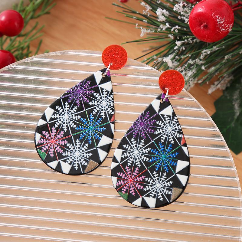 European & American Christmas Teardrop Earrings - Santa, Tree & Reindeer Acrylic Dangles For Women