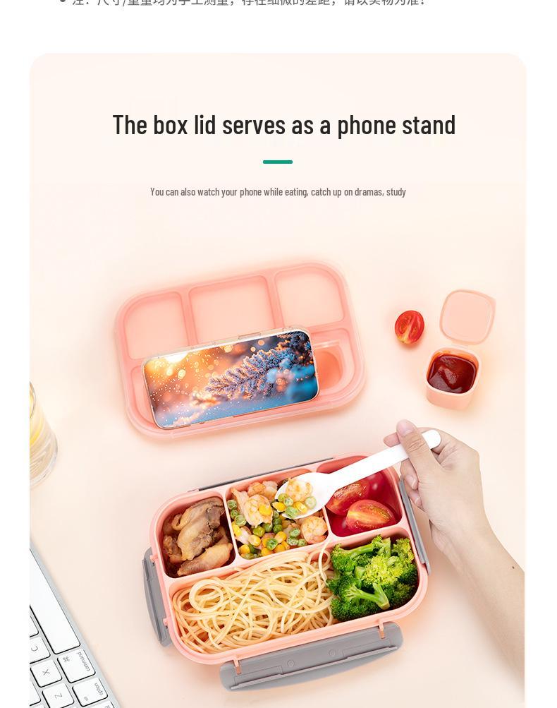 Set da 16 pezzi di portapranzo bento in plastica per studenti con scomparti adatti al microonde e stuzzicadenti per frutta