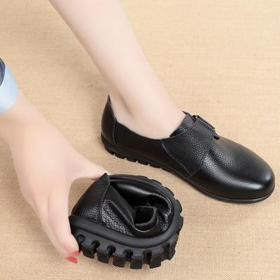 Zapatos de Marca para Mujer Primavera 2024 Mocasines de Cuña Mujer Negro Piel Genuina Planos señoras Oficina Zapatos de Enfermera Mamá Zapatillas Casuales