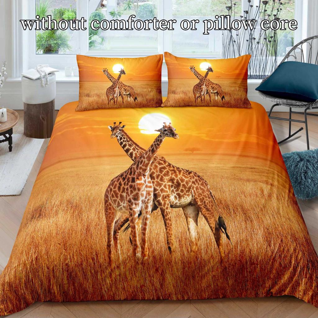 Animal Giraffe Duvet Cover 3D Digital Printing Three-Piece Bedding Set