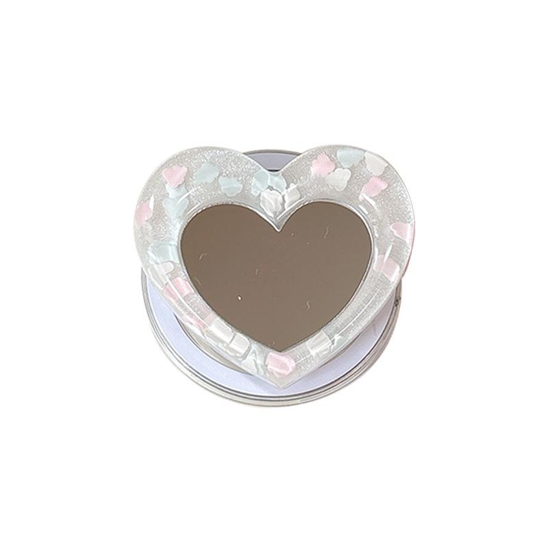 Korean-Style Desktop Phone Stand with Heart Mirror Decoration – Perfect for Watching Dramas