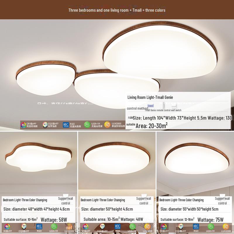 Full Spectrum Eye Protection Japanese-Style Wood Grain Ceiling Lamp for Living Room & Bedroom