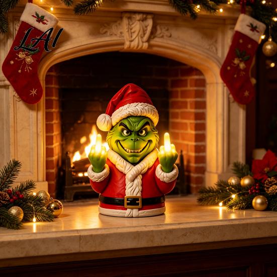 Funny Gesture Bedroom Decor Christmas LED Finger Lighted Middle Wall Decor Sculpture Humorous Home Decorations Battery Operated Holiday Decoration