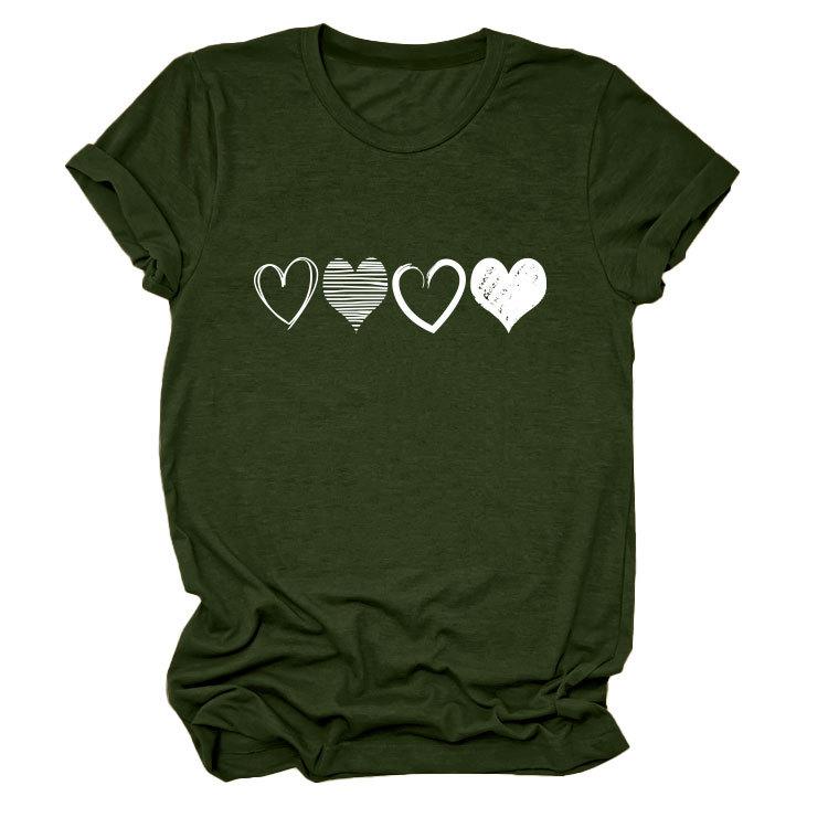 Fashion Trends Four Different Hollow-Out Love Women's Crew Neck Short Sleeve T-Shirts