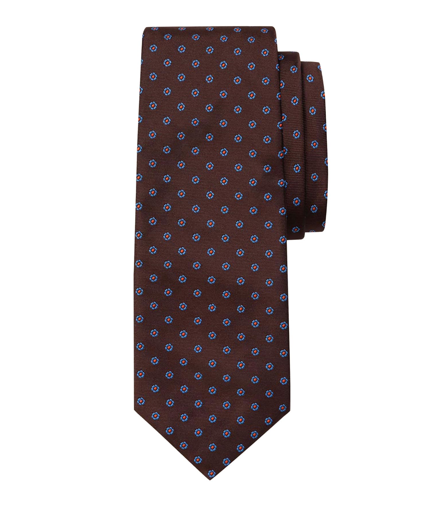 [Brooks Brothers] Silk Small Flower Jacquard Tie 330001835 Brown ONE SIZE