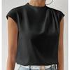 Elegant Summer Fashion Sleeveless Loose Women Blouses Loose Base Casual Shirts for Women Tops Solid Stand Collar Slim Simple Office Ladies Shirt 3437