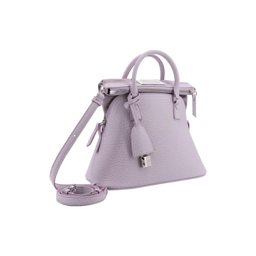 Maison Margiela 5AC Logo Number Patch Metal Zipper Closure Leather Handbag Women handbags Purple S56WG0082P4455T5166