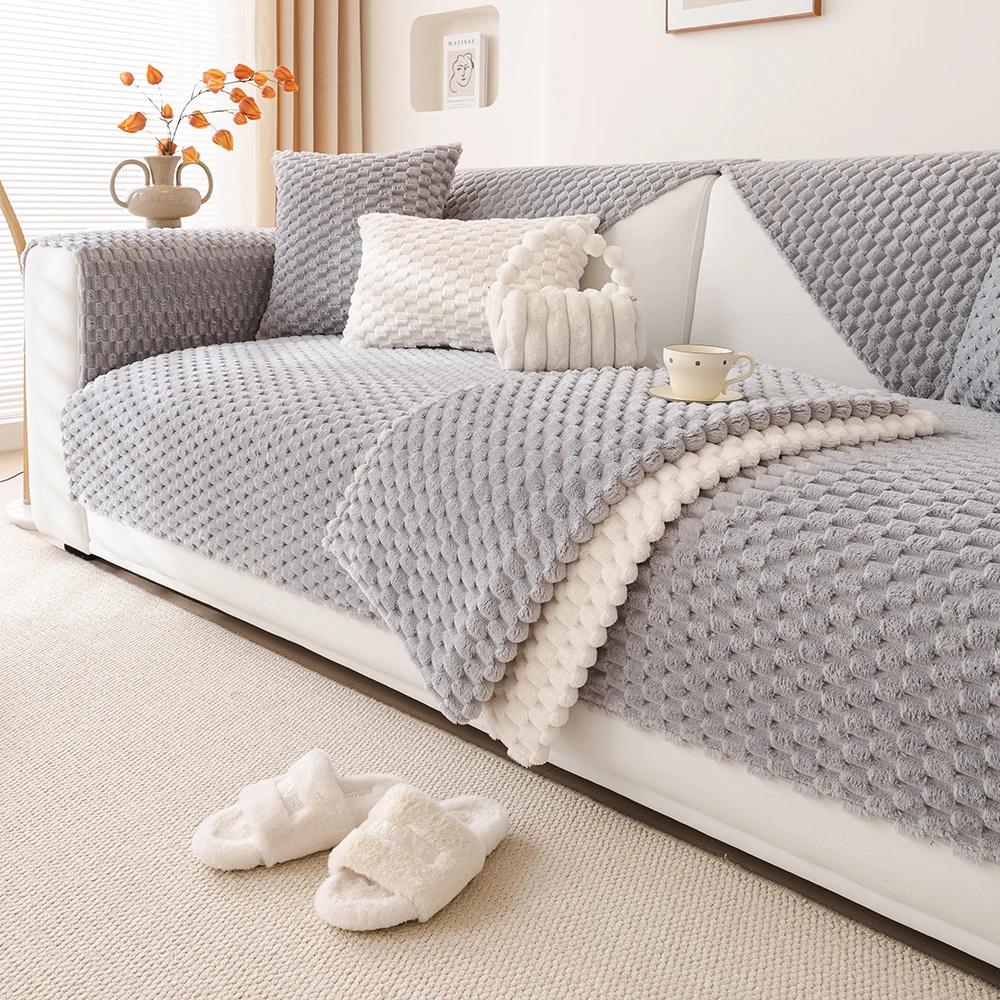 

Супермягкое плюшевое стеганое полотенце для дивана, зимний теплый утолщенный плюшевый чехол для дивана, Г-образный нескользящий чехол для дивана A 70x70cm 1pc