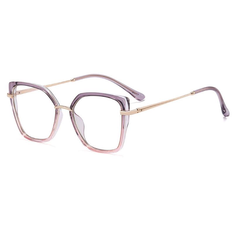 Anti Blue Light Women's Prescription Reading Glasses TR90 Ultralight Metal Frame Fashion Gradient Computer Eyeglasses