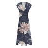 Women Summer Floral Print V Neck Short Sleeve Maxi Dress Casual Loose Fit Long Dress with Flowy Skirt for Outdoor Events