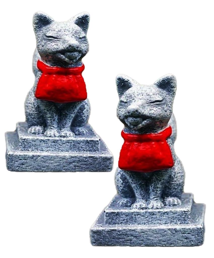 Pair of Inari Resin Ornaments for Torii Shinto and Aquariums of S.fields.inc Figurines, Shrines, Gates, Shrines, (Pair Inari)