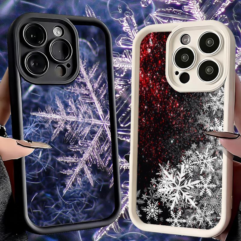 Snow Snowflake Winter Phone Case for iPhone 16 17 Air 16E 15 Pro Max 14 Plus 13 12 Mini Capa Soft Shell Silicone Funda