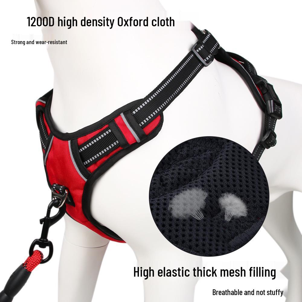 Explosion-Proof Reflective Dog Harness for Medium & Large Dogs - Breathable Oxford Cloth Vest with Leash