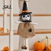 Decorative Witch Statue Halloween Hanging Decoration, Spooky Pumpkin/Ghost/Witch/Black Cat Doll Ornament with Centerpiece Decoration Burlap Skirt for