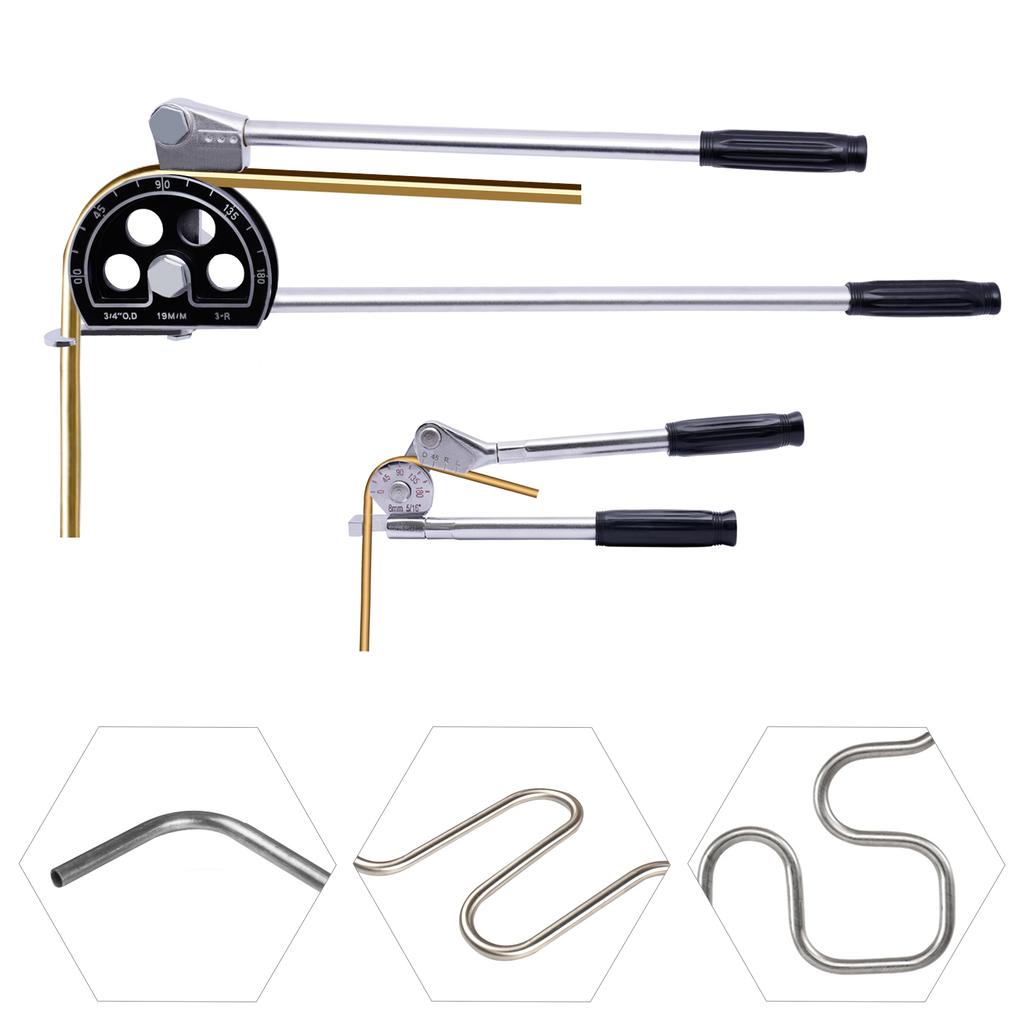 19mm 3/4 Inch Manual Copper Pipe Bender Ratcheting Tool for HVAC Refrigeration Tubing 0-180 Degree Bending