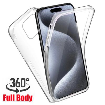 Für iPhone 15 Pro Max Hülle 360 ​​Ganzkörper PC+TPU stoßfeste Schutzhülle Handyhüllen für iPhone 15 Pro Max 15Pro 15ProMax Weiche Silikonhülle
