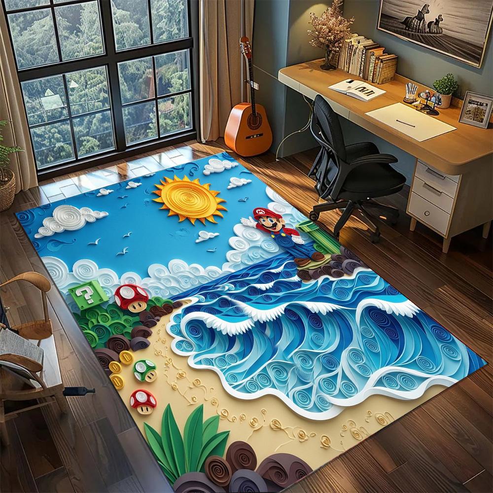 Super Mario Home Room Decor Large Area Non Slip Washable Floor Mat Rug Carpet Gamer Bedroom.-TING