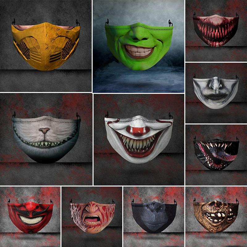 

PDTO взрослые унисекс Хэллоуин регулируемые маски для лица моющиеся многоразовые защитные маски