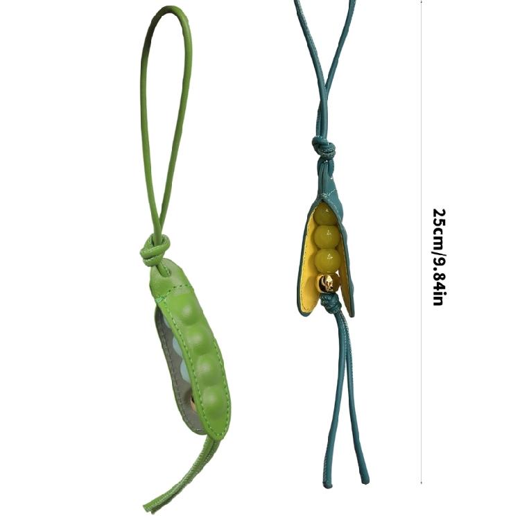 Handmade Pea Shape Key Holder Youthful Backpack Ornament Leather Texture Unique Key Pendant Suitable for Key and Car